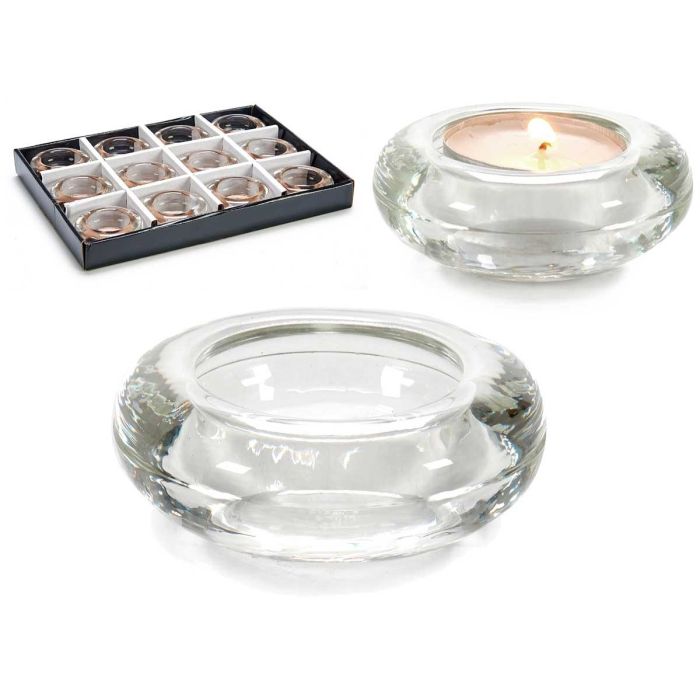 Portavelas de Cristal Bajo Transparente Giftdecor 6.5x2.5x6.5 cm (48 Unidades) Portavelas de Cristal Bajo Transparente Giftdecor 6.5x2.5x6.5 cm (48 Unidades)