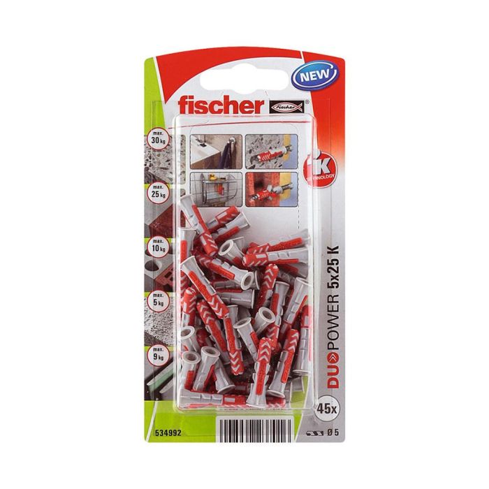 Blister 45 tacos duopower ø5x25mm 534992 fischer