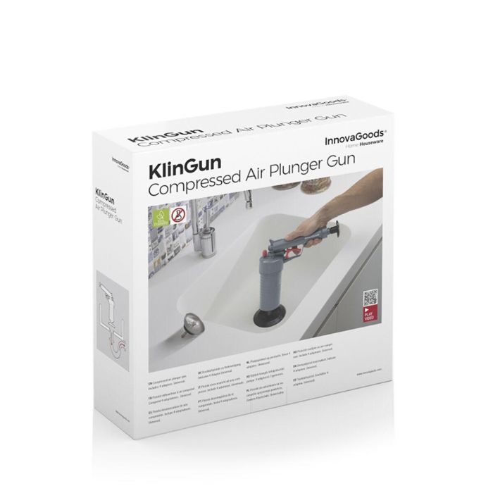 Pistola Desatascadora de Aire Comprimido Universal con Adaptadores KlinGun InnovaGoods 1