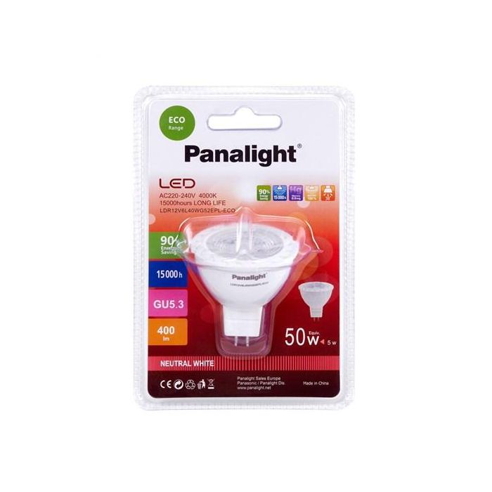 Panasonic LDR12V6L40WG52EPL-ECO Lámpara LED Dicroica GU5.3 5W 4000K CRI80 38° 2 Panasonic LDR12V6L40WG52EPL-ECO Lámpara LED Dicroica GU5.3 5W 4000K CRI80 38° 2
