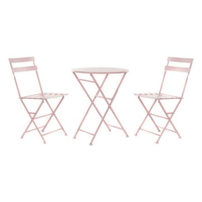 Conjunto de Mesa con 2 Sillas DKD Home Decor MB-177410 Rosa 60 x 60 x 75 cm (3 pcs) Conjunto de Mesa con 2 Sillas DKD Home Decor MB-177410 Rosa 60 x 60 x 75 cm (3 pcs)