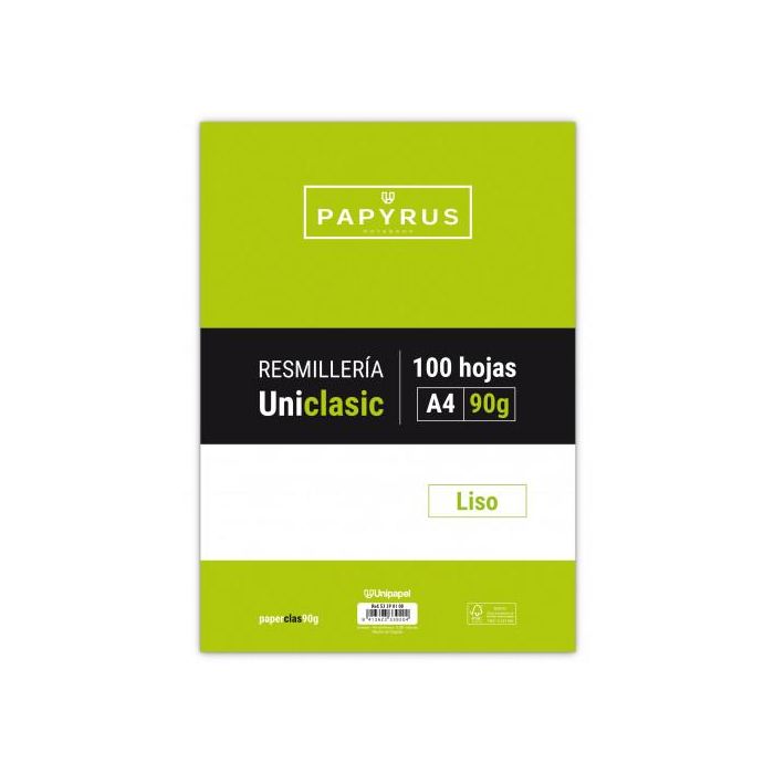 Recambio Paquete 100 Hojas A4 Uniclasic 90 Gr. Liso sin Margen Papyrus 53390100 Recambio Paquete 100 Hojas A4 Uniclasic 90 Gr. Liso sin Margen Papyrus 53390100