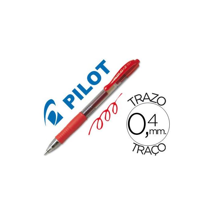 Boligrafo Pilot G-2 Rojo Tinta Gel Retractil Sujecion De Caucho 12 unidades