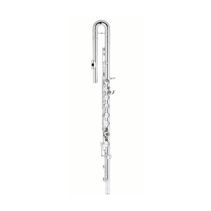 PEARLFLUTE Pfb305E Flauta Bajo Plateada con Cabeza Curvada y Mecanismo Mi dividido, incluye Estuche y Kit de Limpieza