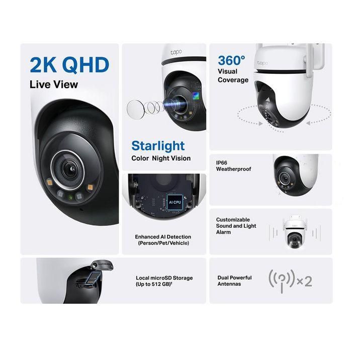 TP-Link TapoC520WS Cámara de Seguridad Wi-Fi Exterior PTZ 2K QHD IP66 con Visión Nocturna Color, Detección IA y Audio Bidireccional 1 TP-Link TapoC520WS Cámara de Seguridad Wi-Fi Exterior PTZ 2K QHD IP66 con Visión Nocturna Color, Detección IA y Audio Bidireccional 1