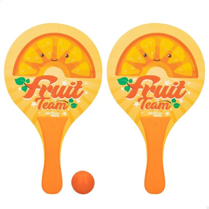 Palas de Playa con Pelota Aktive Summer Fruits Madera 18,5 x 31,5 cm (24 Unidades) 3