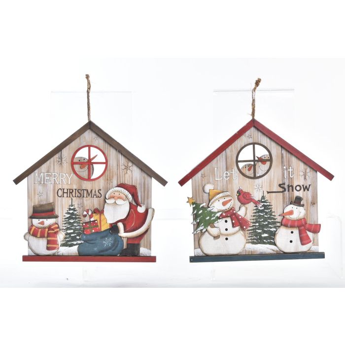 Decoracion Colgante Navidad Tradicional DKD Home Decor Rojo Verde 2 x 28 x 30 cm (6 Unidades)