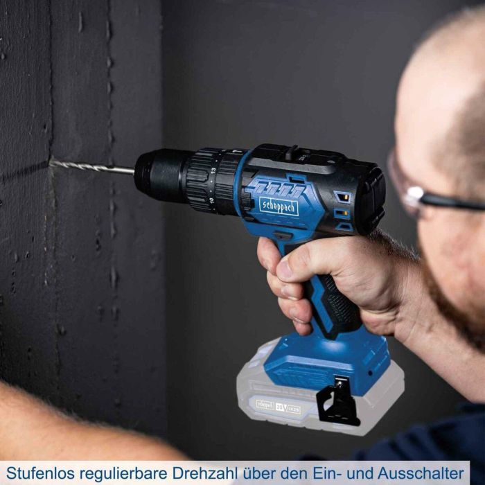 Scheppach Taladro-destornillador de percusión sin escobillas IXES 20V, Par 60 Nm, Portabrocas 13mm - Sin Batería ni Cargador SCH4046664218043 6