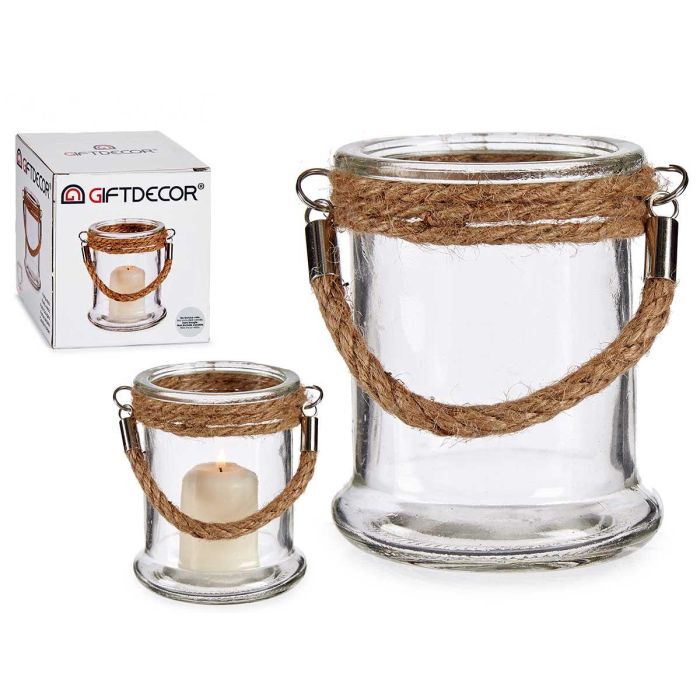 Giftdecor Portavela de Cristal con Cuerda Pequeño 9x10x9 cm, Transparente (24 Unidades) Giftdecor Portavela de Cristal con Cuerda Pequeño 9x10x9 cm, Transparente (24 Unidades)