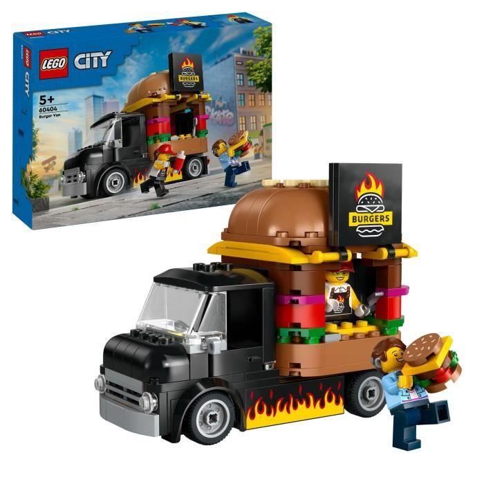 LEGO 60404 City Burgers Food Truck - Set de Construcción de Furgoneta de Juguete con Minifiguras
