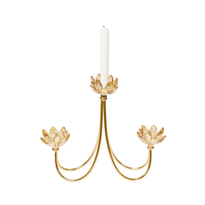 Candelabro Romimex Dorado Metal Vidrio 31 x 26 x 6 cm