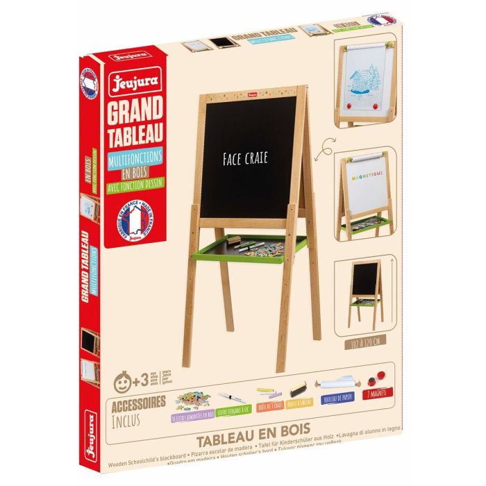 Jeujura Pizarra Multifuncional Grande de Madera JEU3225280876306 con Dibujo, Tiza y Lado Blanco Magnético 6