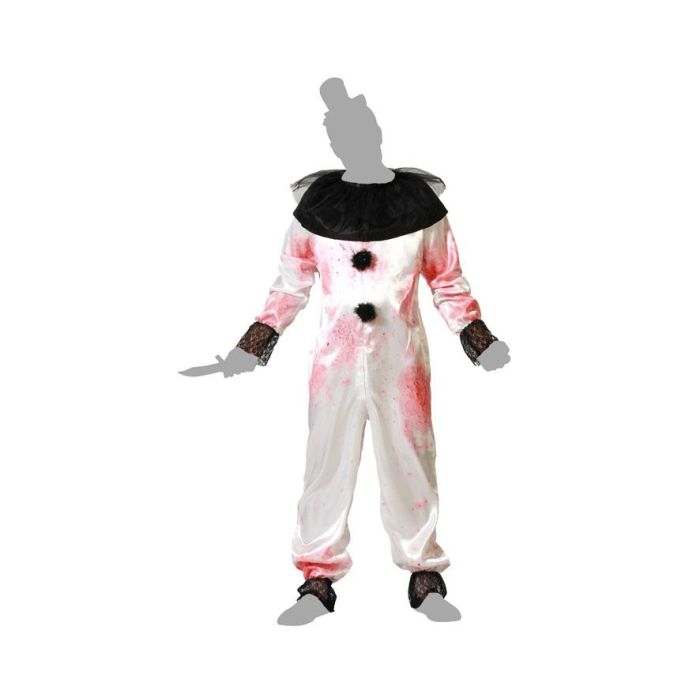 Disfraz Payaso Macabro Para Hombre Mono Blanco Y Negro Halloween Talla XS-S