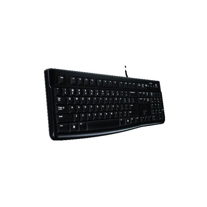 Logitech K120 Teclado USB con Cable, Diseño Duradero para Uso Escolar/Oficina, Teclas Resistentes a Limpieza y Desinfección, Caracteres Claros