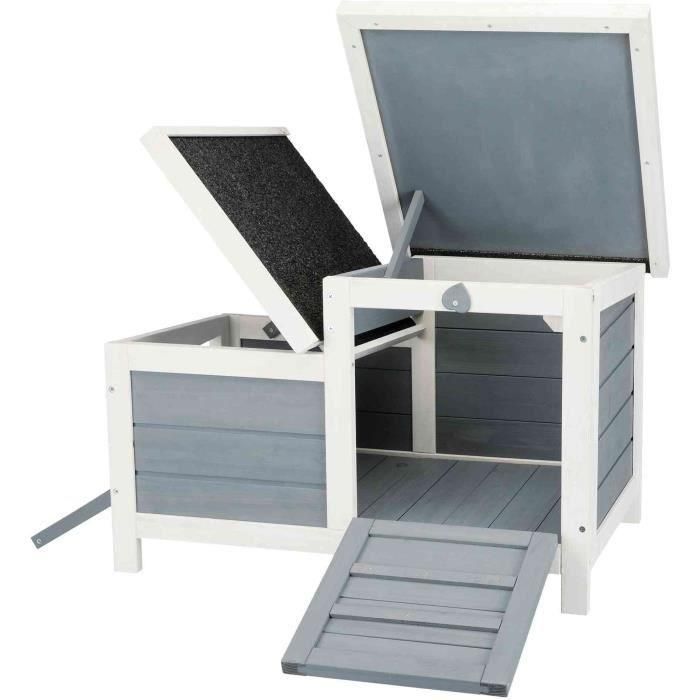 TRIXIE Habitat Natura - 70 x 43 x 45 cm - Con dos entradas - Blanco y gris - Para conejos 1 TRIXIE Habitat Natura - 70 x 43 x 45 cm - Con dos entradas - Blanco y gris - Para conejos 1