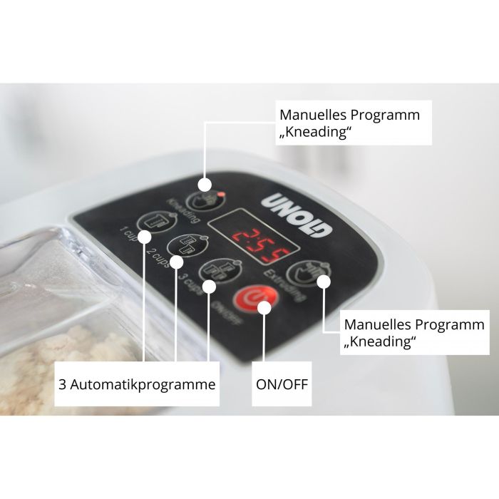 Unold 68820 Máquina de Pasta Eléctrica Nora para Bucatini, Fettuccine, Espaguetis, Macarrones, Ravioli, 500g, 260W 5