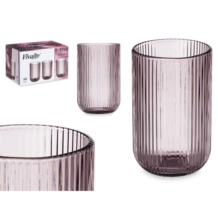 Vaso Alto Rosa Rayas 430 ml - Cristal - Vivalto - 7.9x12.8x7.9 cm (24 Unidades) Vaso Alto Rosa Rayas 430 ml - Cristal - Vivalto - 7.9x12.8x7.9 cm (24 Unidades)