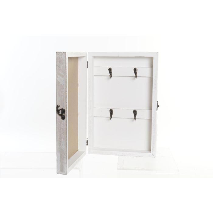 DKD Home Decor Guardallaves Organizador Tropical de MDF Gris y Blanco para 6 Llaves 6x30x20 cm Pack 4 Unidades 2