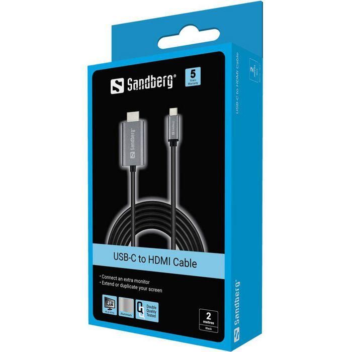 Sandberg USB-C to HDMI Cable 2M 1 Sandberg USB-C to HDMI Cable 2M 1