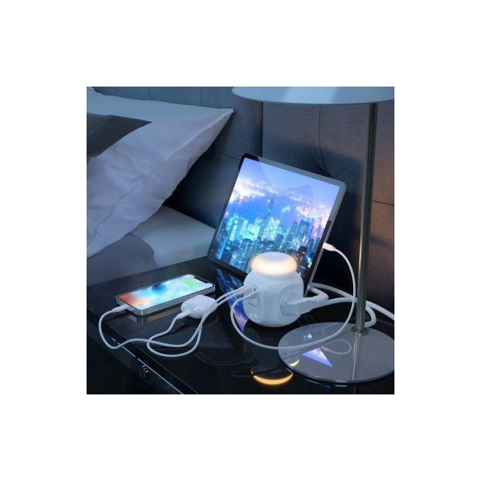 Aisens Regleta de Enchufes Sobremesa con 4 Tomas, 1 USB-C, 3 USB-A, Luz Nocturna, 1.8m, Blanco 3 Aisens Regleta de Enchufes Sobremesa con 4 Tomas, 1 USB-C, 3 USB-A, Luz Nocturna, 1.8m, Blanco 3