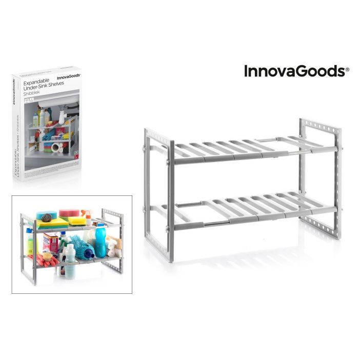 Estantería Extensible para Fregadero Shibblek InnovaGoods 2 Estantes 0 Estantería Extensible para Fregadero Shibblek InnovaGoods 2 Estantes 0