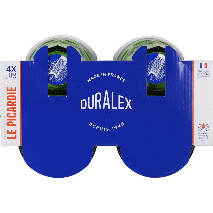 Duralex Set 4 Vasos Picardie 25 cl Verdes - Vasos de vidrio templado para bebida (12 Cajas)
