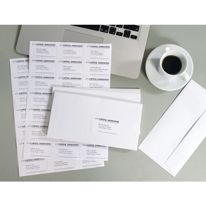 Q-connect Etiqueta Adhesiva KF01587 63,5x38,1 mm para Ink-Jet, Láser, Fotocopiadora Caja 100 Hojas DIN A4 4