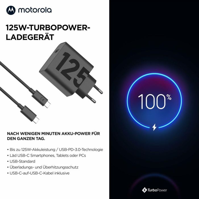 Motorola TurboPower 125W Universal Negro Corriente alterna Carga rápida Interior 5