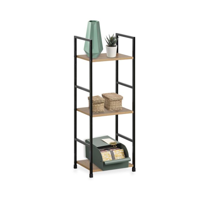 Confortime Estanteria 3 Niveles Metal-Madera Negra 84.5 x 25 x 5.5 cm 7