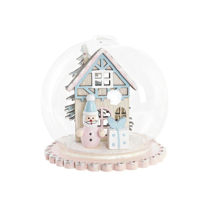 DKD Home Decor Decoración Colgante Navidad Fantasía PVC Personajes Surtidos (Casa, Santa, Muñeco Nieve) Rojo Rosa Dorado 8x9x8 cm Pack 12 Unidades 2