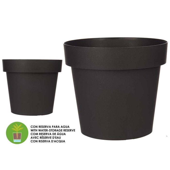 Maceta Plastico Antracita Con Reserva Agua 30Cm Ibergarden (6 Unidades) Maceta Plastico Antracita Con Reserva Agua 30Cm Ibergarden (6 Unidades)
