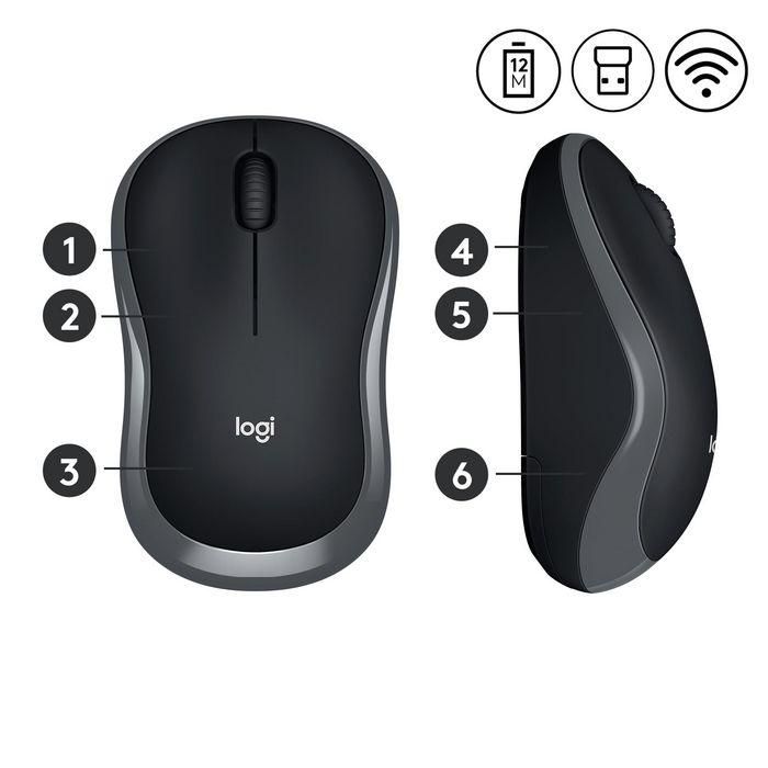 Logitech Wireless Mouse M185, RF Wireless, Alkaline, Grey 3 Logitech Wireless Mouse M185, RF Wireless, Alkaline, Grey 3