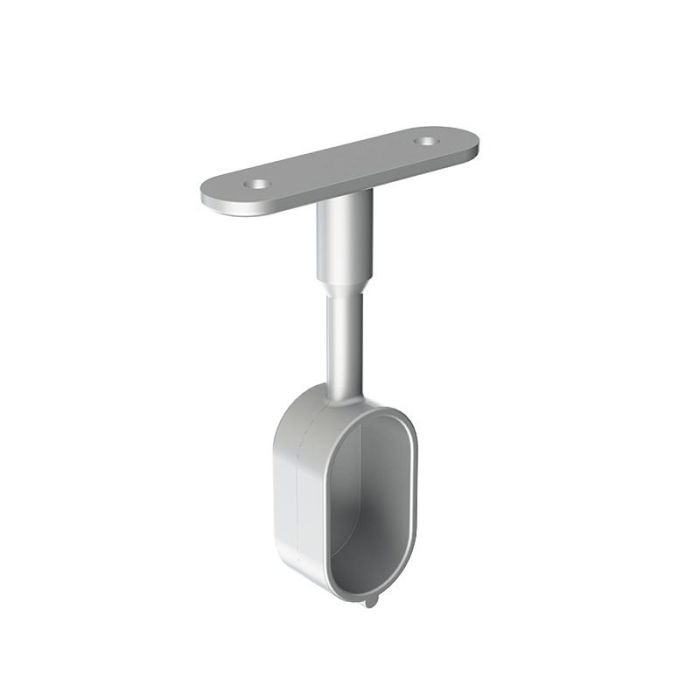 ALK Herraje Soporte Lateral Tapado para Tubo de Armario Ovalado 30x15mm - Fijación Segura y Resistente - Zamak Gris