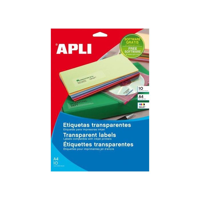 Etiquetas Adh.Impr.Apli A4 Polyester Transp.Brillo Inkjet Blister 10H 99,1X38,1 Mm C.Romos 140 Uds.(10052)
