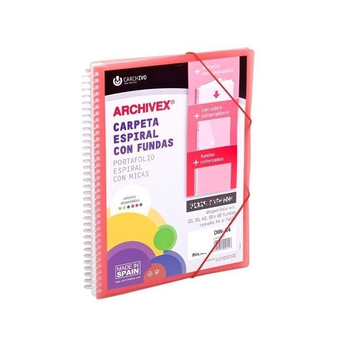 Carpeta Fundas (Tarifario) Carchivo Espiral Pp Archivex-Star Canguro A4 50 F. Rojo