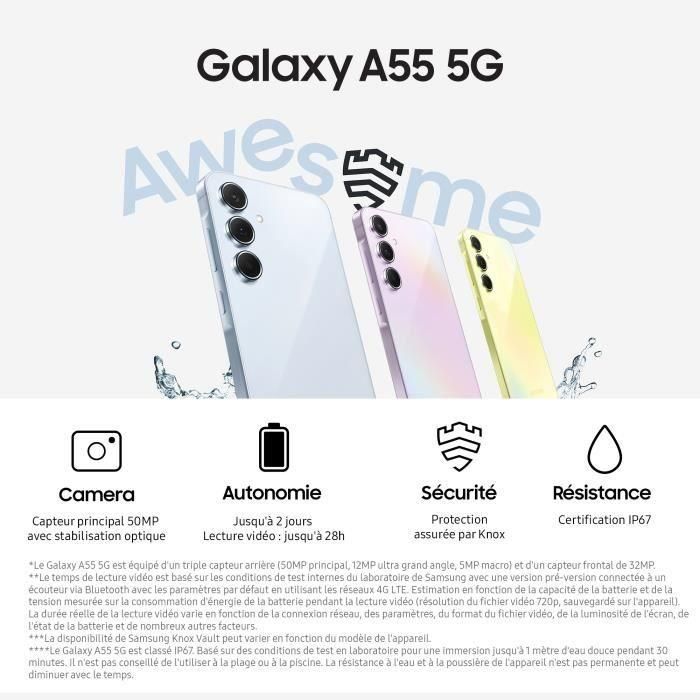 Smartphone Samsung Galaxy A55 8GB/ 128GB/ 6.6"/ 5G/ Azul Cielo 3