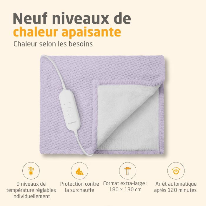 Manta térmica reversible - MEDISANA - HB 418 - 120 W - 9 niveles - 180 x 130 cm - Morado 1