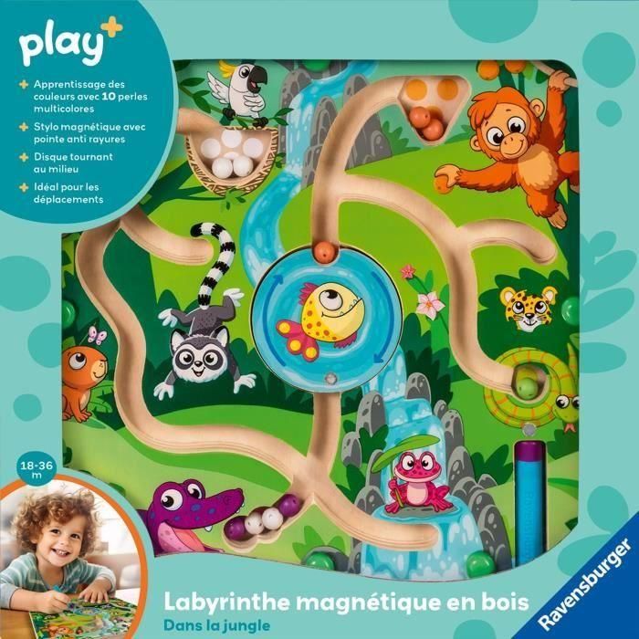 Ravensburger -PLAY + - Laberinto magnético de madera En la jungla - A partir de 18 meses - Versión francesa - 34018 2 Ravensburger -PLAY + - Laberinto magnético de madera En la jungla - A partir de 18 meses - Versión francesa - 34018 2