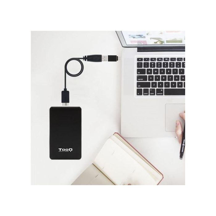 TooQ TQE-2531B - Caja Externa para Disco Duro 2.5" SATA I/II/III a USB 3.1 Gen1 con UASP, Aluminio, Negro 3