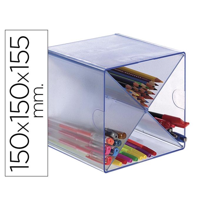 Archivo 2000 Organizador Archicubo Divisor En Aspa 4 Compartimentos 150x150x150 mm Azul Transparente