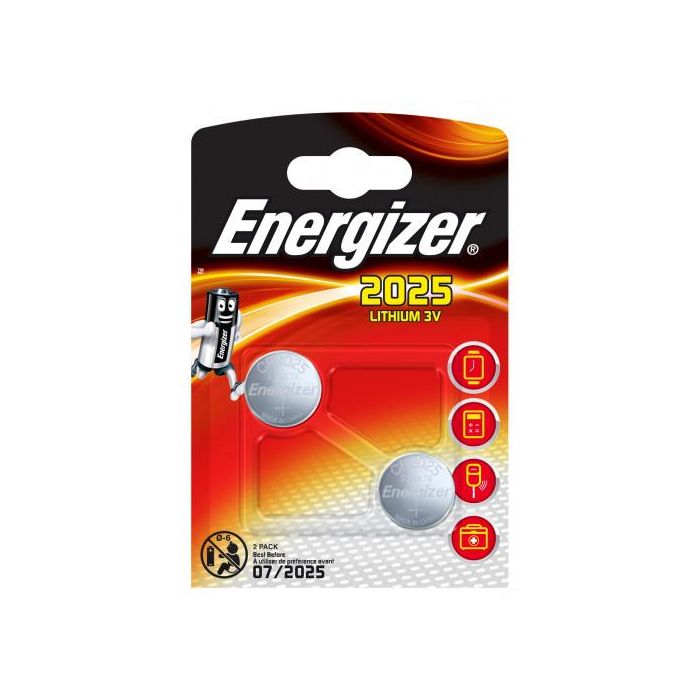 Energizer E301021501 Blíster 2 Pilas de Botón CR2025 Litio 3V - Batería de un solo uso