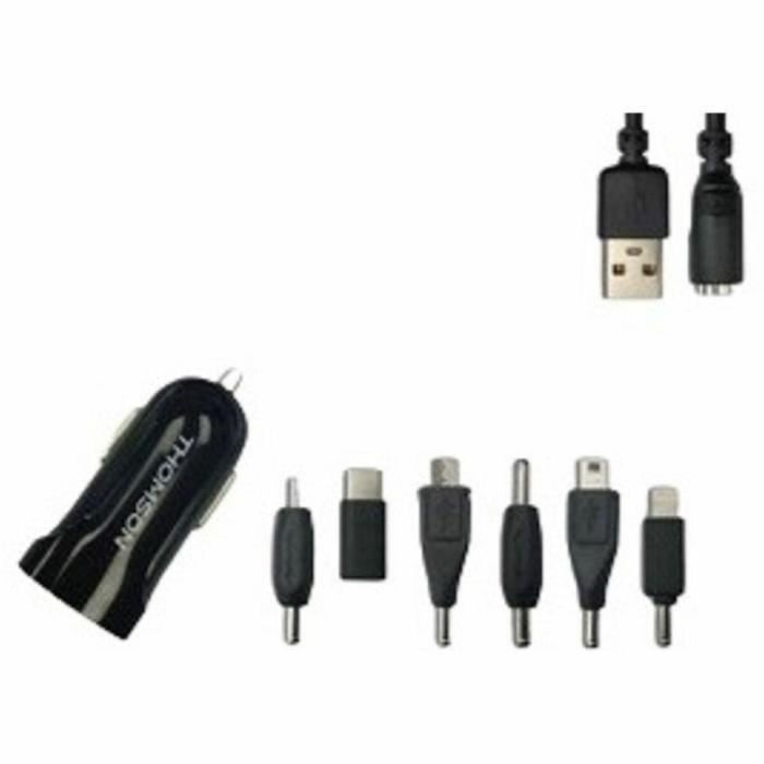 Thomson THO3513767400503 Kit Cargador AC 12/24V con 6 Conectores y 2A de Salida, Cable de 1 Metro