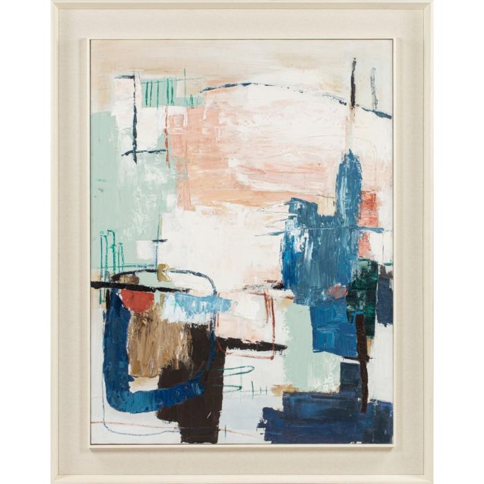 DKD Home Decor Cuadro Abstracto Azul Blanco Lienzo Pino 114 x 6 x 143.5 cm