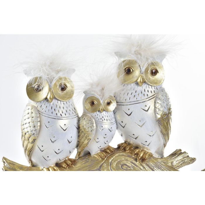 DKD Home Decor Figura Decorativa Tradicional Búhos en Tronco de Resina Dorado Blanco para Hogar 9x26x24 cm 1 DKD Home Decor Figura Decorativa Tradicional Búhos en Tronco de Resina Dorado Blanco para Hogar 9x26x24 cm 1