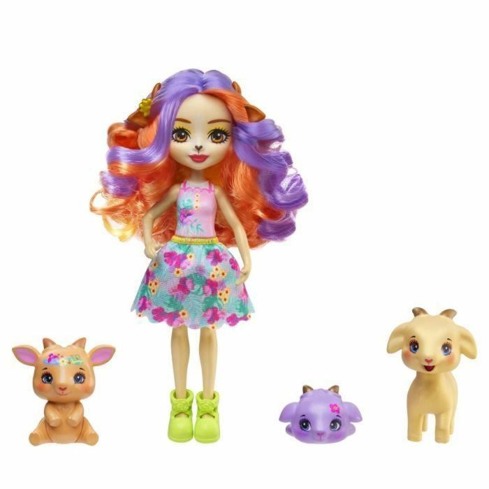 Enchantimals-Familia de Golita Cabra-Muñeca y 3 figuras de Cabra HXC00