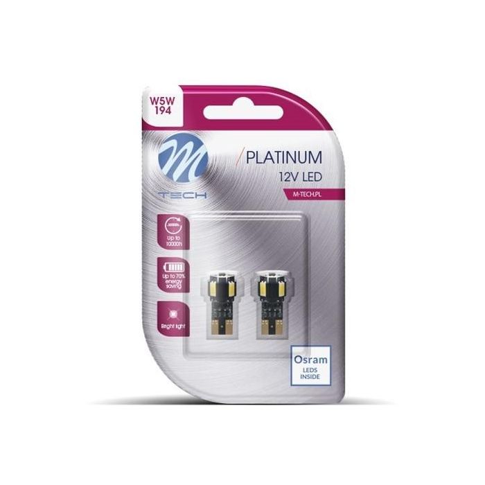 M-Tech L804 W Blister 2X Bombilla LED W5W 4xSMD5630 + 1xHP Blanco Frío 12V Máx. 2,2W 280 Lúmenes