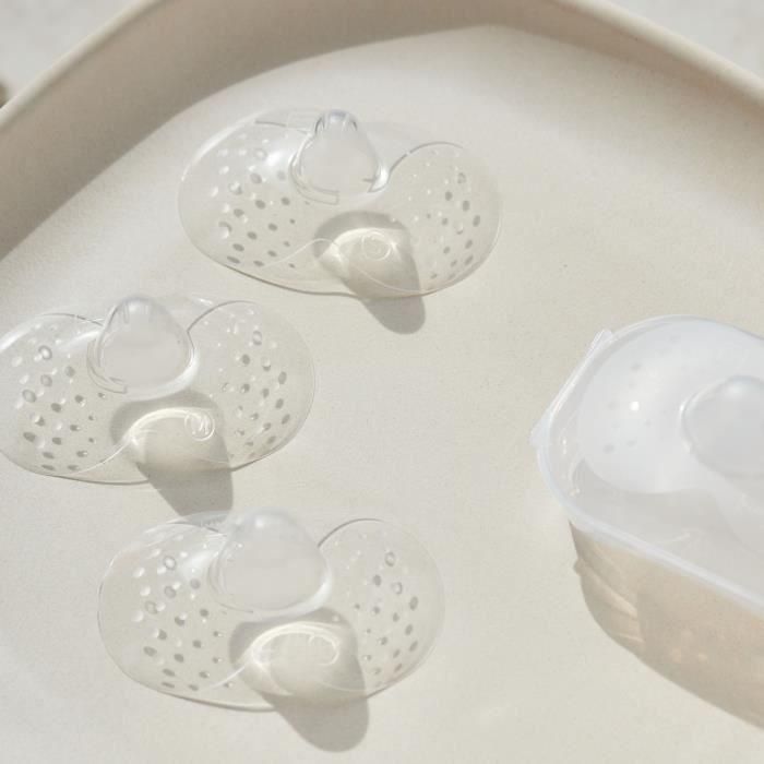 MAM Punta Mamaria de Silicona Talla S, Suave y Delgada para Bebés, Juego de 2 con Caja de Esterilización - Transparente 2