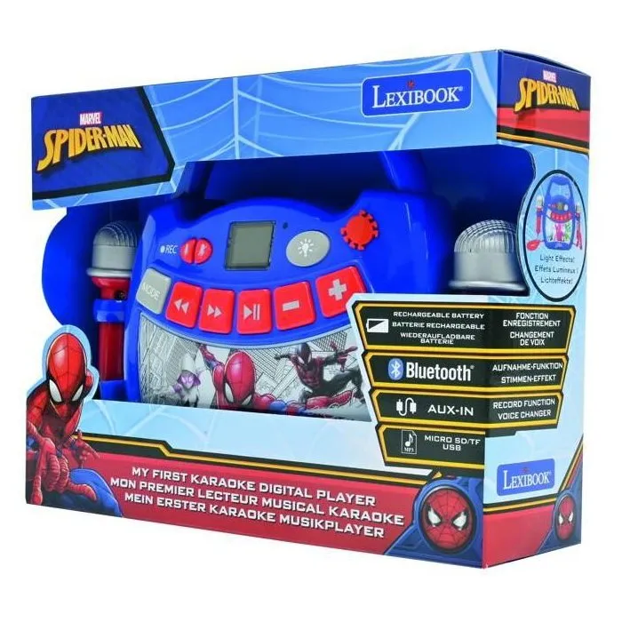 Lexibook Altavoz Karaoke Bluetooth Spiderman Marvel con Microfonos y Efectos de Luz, Grabación y Cambiador de Voz 1