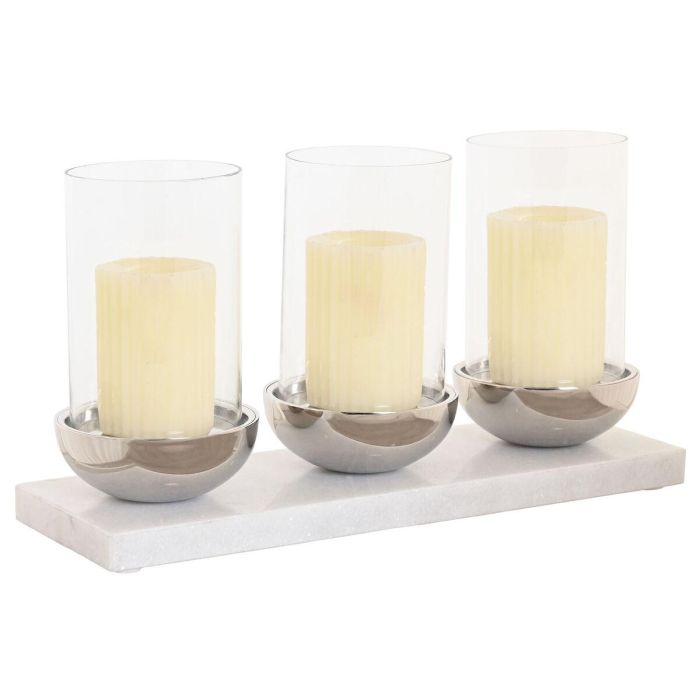 Portavela Moderno DKD Home Decor Blanco Plateado 13 x 22 x 40 cm 1 Portavela Moderno DKD Home Decor Blanco Plateado 13 x 22 x 40 cm 1