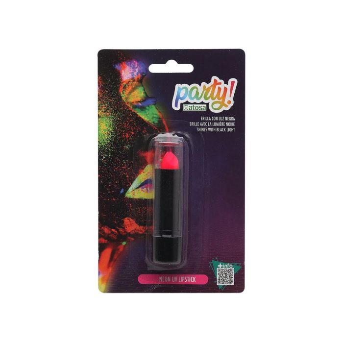 Pintalabios Barra Rosa Neon Glow In The Dark - Brillo bajo luz UV, ideal para fiestas y disfraces